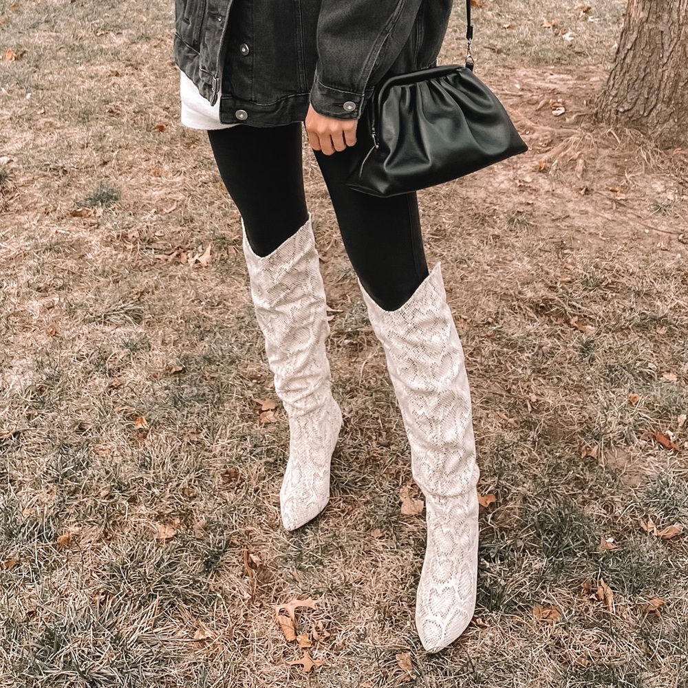 Snake Print Scrunch Boots
